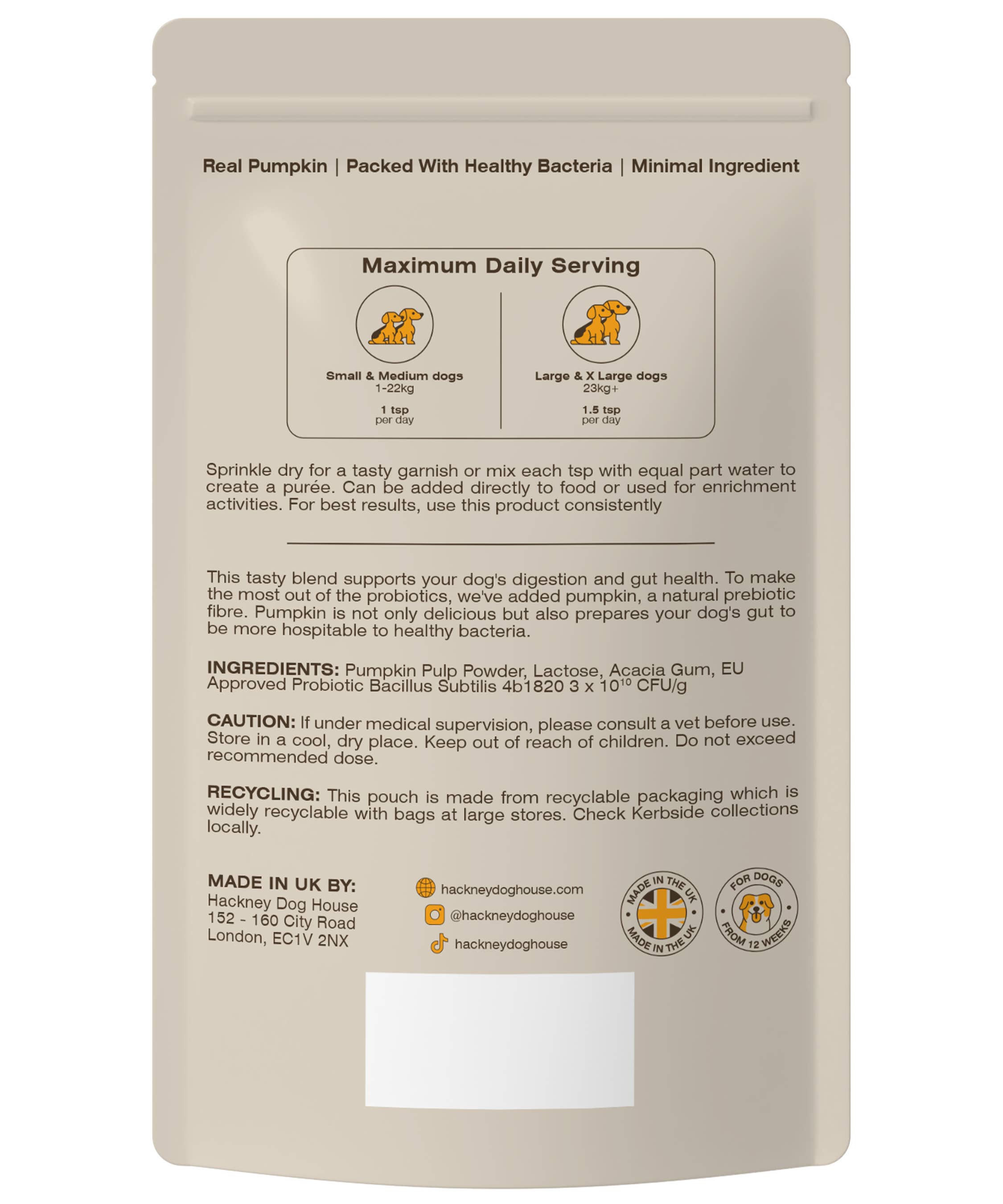 Pre & Probiotics For Dogs | Real Pumpkin Powder + Probiotic