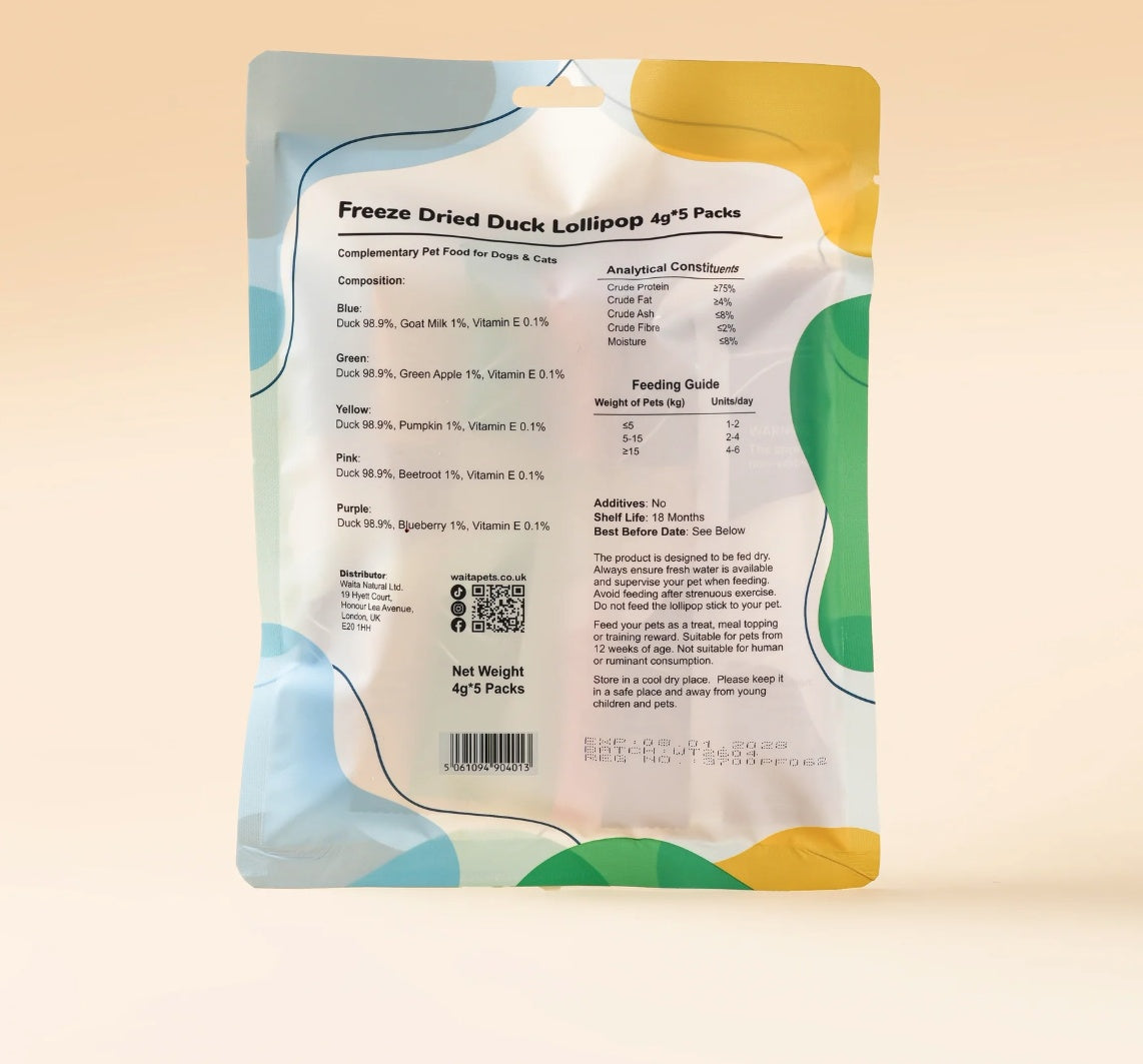 Freeze-Dried Duck Lollipops – 5 Packs